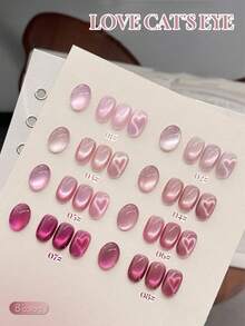 12ML Capacity 2025 New Valentine's Day Gift, Summer And Autumn Passionate Dragon Fruit Pink, Porcelain White, Red Light Cat Eye Gel Nail Polish. Autumn And Winter Colors Feature Fine Glitter Pink Magnetic Nail Beauty, Paired With Base Coat And Top Coat, Requires UV Light. Plant-Based Gel 8-Color Set Suitable For Beginners, Home, Office, Commuting, Dating. , Virus-Free, Hot-Selling Salon-Grade Style With 28-Day Wear.