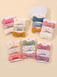 3pcs Soft Rabbit Ear Bow Headband, Cute Decor For Babies Daily Styling - Multicolor - View 4