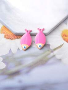 6 قطع سحر أسماك صغيرة ملونة من النحاس مطلي بالمينا على الوجهين للأقراط والقلائد وصناعة المجوهرات والديكور