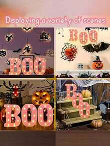 3pcs Halloween LED Lighting "BOO" Letter With Pink Glitter - Battery Powered Indoor Decor, Halloween Party Supplies Set, BOO Decoration, Illuminate Boo Sign, LED Letter Halloween Light Decor, Pink Halloween Home Tabletop Party Supplies, Suitable For Fireplace, Party Table - Durable Plastic, Batteries Not Included, Halloween Decoration, Spooky Style, Shiny Effect, Lightweight Home Decor, Fireplace Decor, Holiday Atmosphere, 2D Flat