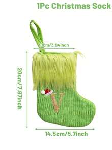 1pc Green Fluffy Christmas Stockings, Christmas Decorations Stocking Socks, Christmas Party Favors Gift Bags, Christmas Hanging Stocking Ornaments With A-Z Alphabet, Christmas Tree Decorations, Christmas Gift Ideas, Christmas Decorations 2025, Christmas Gift Packaging Bags, Christmas Tree Decorations, Home Decor, Room Decor, Winter Festival Fireplace Decor, Christmas Decor, Xmas Party Decor, Christmas Party Supplies