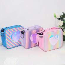 1 PC Laser-Printed Lunch Bag In Rainbow Colors, Suitable For Outdoor Picnics, Bento Boxes, Takeout, And As A Minimalist Shoulder Bag For School Or Work Lunches. Features A Simple Zipper Closure, Detachable Adjustable Shoulder Strap, And Fixed Handles. Ideal Gift Choice.