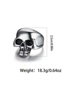 1 pieza Anillo de acero inoxidable con calavera punk para hombres, decoración de joyería para fiestas de Halloween