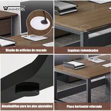 Escritorio minimalista moderno con estantería y 3 cajones escritorio de oficina en casa mueble organizador para estudio trabajo múltiple espacio almacenaje - Marrón - Ver 3