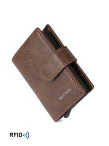 RFID Solid Color Men's Wallet, Vintage Style Clutch Purse, Coin Pouch, Large Capacity Card Holder