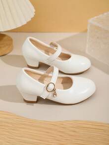 1 đôi giày cao gót trẻ em kiểu dáng mới dễ thương, giày công chúa thời trang, thích hợp cho các buổi biểu diễn múa. - Màu be - Xem 5