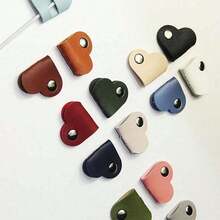 Fashionable Heart-Shaped Leather Cable Organizer - Available In Multiple Colors, With A Portable And Anti Loss Design, Perfectly Compatible With Mobile Data Cables And Headphone Cables,Office Desk Accessories For Office, Dorm And Home Use Charger Accessories