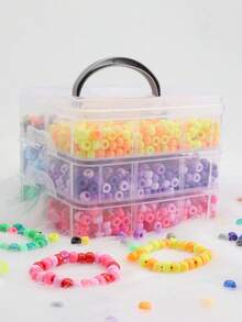 480 Stücke/1.100 Stücke/2.200 Stücke/3.400 Stücke Pony Perlen, Pony Perlen Set, einfach zu lagernde Pony Perlen im Großpackung, Freundschaftsarmband Bastelset, Perlen für Schmuckherstellung