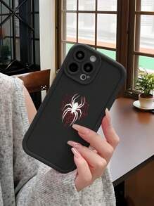 1 件时尚蜘蛛网图案加厚防震保护手机壳，适用于 17/17 Pro/17 Pro Max/17 Air/16/11/16 Pro/16 Plus/16 Pro Max/16e/15 Pro Max/13/14/12/7G/8P、Galaxy S25/S25 Plus/S25 Ultra/A16/A36，时尚爱好者的时尚之选 - 黑色 - 查看 3