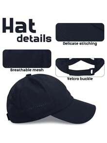 Gorra de béisbol unisex transpirable con agujero para coleta - Gorra deportiva de malla de secado rápido, con correa ajustable/cierre a presión, sombrero ligero de ala ancha con protección UV, banda transpirable, detalles reflectantes; ideal para correr, ciclismo, senderismo, golf, gimnasio, viajes, playa y uso casual; se adapta a coleta/moño bajo, plegable, ajuste cómodo minimalista, gorra de rendimiento ventilada, anti-sudor, gorra deportiva plegable de ajuste unisex - Multicolor - Ver 6