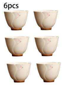 1/2/6 piezas Tazas de té de cerámica con patrón de orquídea, tazas de té Gongfu con borde floral pintado a mano, tazas para cata de té, adecuadas para reuniones, té de la tarde, recibir invitados, regalo - Multicolor - Ver 9