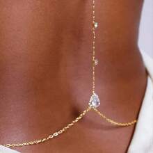 Bride Rhinestone Back Chain For Women Girls Luxury Gold Color Metal  Waterdrop Choker Waist Chain Wedding Jewelry Gifts - Silver - View 4