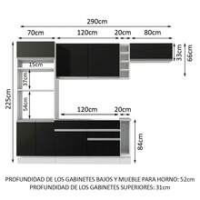Cocina integral completa modular Madesa Glamy 290cm color blanco negro muebles de cocina moderna funcionalidad premium almacenamiento eficiente diseño contemporáneo organización hogar calidad superior estilo práctico amplio espacio culinario - Blanco y negro - Ver 3