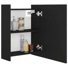 vidaXL Bad-Spiegelschrank Schwarz 62,5x20,5x64 cm Holzwerkstoff - Schwarz - Übersicht 3