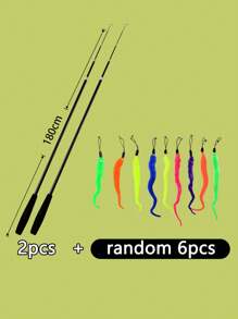 1 st, 1,8 m 4-delad utdragbar kattleksaksfiskspö, kan svängas i alla riktningar, brett räckvidd för att stimulera katternas lekfullhet