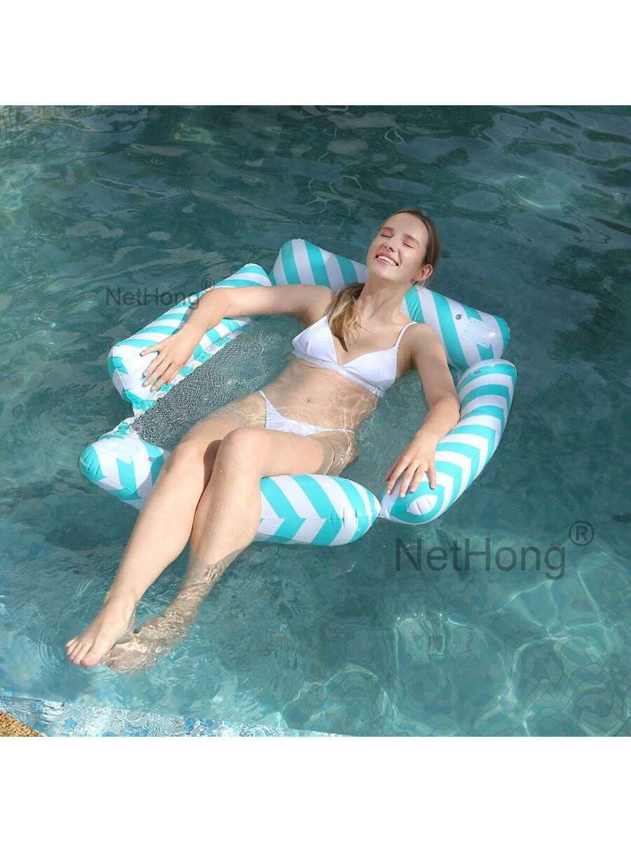 NetHong Inflatable Water Hammock Outdoor Swimming Pool Float Lounge Chair Float Bed  Summer Water Activities​​​ UK - Blue - View 1