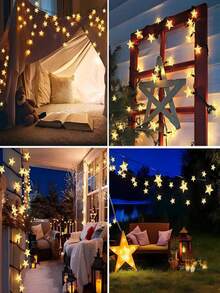20/50/100 Luces de Cadena Solares para Jardín Exterior, Cadena de Luces de Estrella de Navidad, 8 Modos Disponibles para Uso Exterior, Iluminación de Hadas para Árboles de Navidad. Jardín, Patio, Ramas, Camping, Decoración de Vallas. Ideal para Bodas, Fiestas, Navidad, Halloween, Decoración de Vacaciones - Verde Oscuro - Ver 10