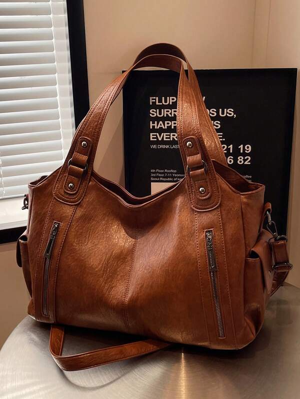 Waterproof Business Casual PU Tote Bag Multi-Pocket Design With Compartments Shoulder Bag Multifunctional Crossbody Bag Suitable For Teen Girls,Female College Students,White-Collar Workers And Rookies,Perfect For Work,Business Commuting,Shopping,Outdoor Travel And School, Large Capacity Bag For Women