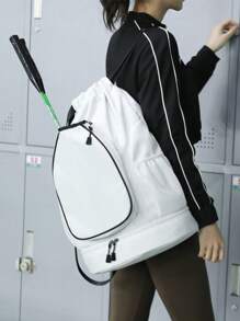 1 件带羽毛球网球拍口袋的抽绳背包，大容量便携式球拍携带包，用于匹克球，干湿分离游泳瑜伽健身包，带鞋隔层，耐磨多口袋运动包，防水行李袋，返校多功能手提包，适用于女性和男性户外足球篮球旅行徒步旅行骑自行车健身单肩包