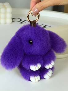 1个钥匙扣,毛绒兔子钥匙扣,适用于女士包包挂钩、钥匙扣挂钩、手机DIY挂钩、背包挂钩,可爱逼真的水獭兔毛绒可爱兔子钥匙扣,兔子配件,包包配件,汽车钥匙扣挂钩 - 彩色 - 查看 17