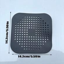 1pc Drain Hair Catcher With Suction Cup, Silicone Square Drain Cover For Shower, Anti Sink Clogging, Floor Cover Shower Drain Hair Outlet Filter, For Bathroom Tub And Kitchen, Bathroom Tools Home Bathroom Decor Fall Decor Back To School,House Essentials - 灰色 - 查看 3