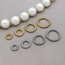 10 piezas de anillos cerrados con flores retorcidas de acero inoxidable, hallazgos de joyería DIY para collares, pulseras, cuentas, cuentas planas, fabricación de joyas de uso diario