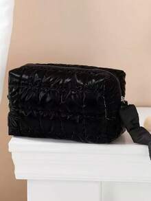 1 件绗缝柔软泡泡图案马卡龙彩色简约便携式化妆包卫生巾包，旅行化妆包女士女孩化妆包化妆包化妆品收纳盒化妆品收纳 - 彩色 - 查看 25