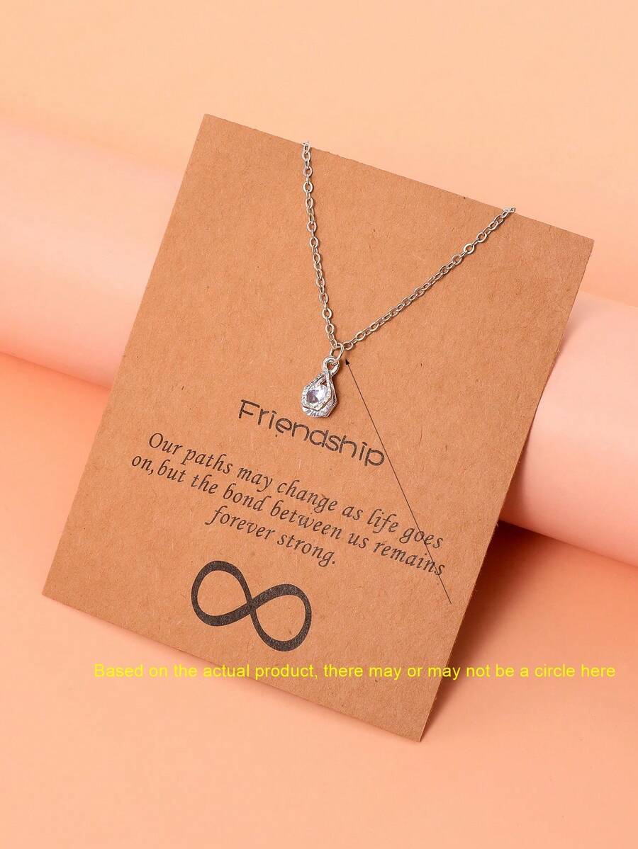 1 件浪漫优雅水晶泪珠吊坠项链，适合送给妈妈、朋友、女朋友的多功能礼物（附带卡片包装） - 銀色 - 查看 1