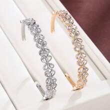 1pc Luxury Elegant High-End Open Bangle Bracelet, Suitable For Daily Wear And Parties