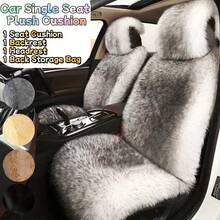 Thick Plush Car Front Single Seat Cushion - Stylish And Warm Plush Seat Covers With Backrest And Storage Pocket For Driver And Passenger - Universal Fit For Fall And Winter Auto Accessories