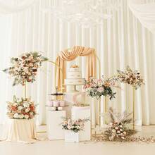 3pack Backdrop Arch Stand, Decorative Balloon Arch Stand, Easy To Assemble Gold Wedding Arch, Stable Backdrop Arch Stand For Wedding Ceremonies, Birthday Parties, Baby Showers - gold - 查看 9