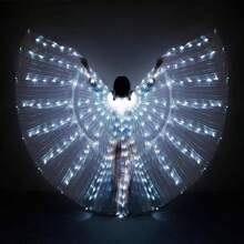 LED Glowing Angel Wings With Retractable Rod - Belly Dance Luminous Wings, Suitable For Valentine's Day Party/Concert Performance/New Year Decoration | Women Belly Dance Props With Flexible Rod - Shawl - View 9