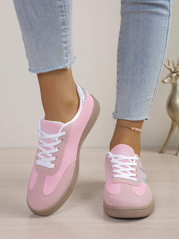 Damen Lässig Sport Rosa Schuhe, modische leichte und bequeme Sportschuhe, geeignet für Gehen, Einkaufen, Alltag, schmeichelhaft für schmale oder breite Füße, süße Schnürung, dünnes und bequemes Design