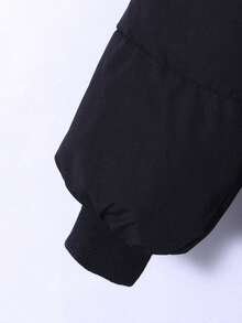 1pc Solid Color Mid-Length Boys/Girls Winter Jacket, Suitable For Daily Indoor And Outdoor Casual Wear - Black - View 4
