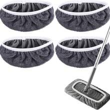 1/3/6片优质超细纤维拖把垫 - 长约25.4厘米，宽约11.5厘米，配有弹性可折叠可重复使用的拖把头，可水洗耐用的拖把布，适用于高效干湿清洁 - 彩色 - 查看 4