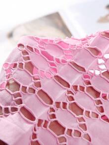 4pcs/Pack Solid Color Seamless Women's Underwear, Comfortable Breathable Geometric Hollow Mesh Sides Mid-Waist Fashionable Briefs