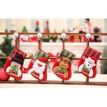 1pc Christmas Stocking Gift Bag, Small Size Candy Decoration Gift Bag With Snowman, Reindeer, Santa Claus Socks Hanging Ornament - Multicolor - View 5