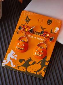 1 对万圣节节日糖果南瓜篮吊坠耳环，适合节日佩戴，最佳礼物选择 - 彩色 - 查看 2