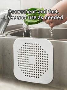 1pc Hair Drain Catcher, Square Drain Cover For Shower, Silicone Hair Stopper With Suction Cup, Sink Anti-Clog Filters, Tub Shower Floor Drain Plugs, Silicone Kitchen Deodorizer Plugs,Bathroom Tools Commercial Cleaning Services/Shops