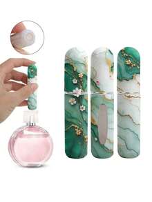 2/4/5pcs Floral Pendant Perfume Spray Bottle, Marble Flower Pattern Perfume Bottle With Key Chain, Women's Crossbody Bag, Handbag Decorative Pendant, Mini Perfume Dispensing Tool, Birthday Gifts For Family And Friends, Holiday Gifts, Portable For Travel 5ML - 彩色 - 查看 10