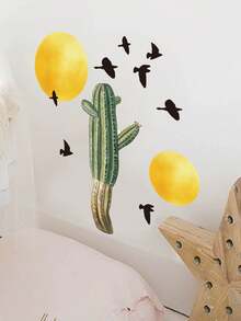 1/2pcs Multi-Size PVC Self-Adhesive Removable Wall Stickers, Minimalist Cactus, Potted Plants, Bird Of Paradise, Succulent Decor Stickers, Suitable For Bedroom, Living Room, Study, Dining Room, Bathroom, Home Wall Decor