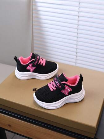 1 双婴儿/幼儿/小女孩运动鞋，女孩户外休闲鞋，透气网眼，软底防滑，适合散步、跑步、网球、秋季