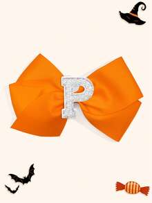 1个5英寸26颗A-Z珍珠字母个性化发夹，适合女孩，可作马尾辫发圈，适用于节日派对、毕业典礼、开学第一天、课堂等场合。 - 橘色 - 查看 35