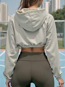 Áo khoác gió có mũ nhẹ dành cho nữ, áo khoác ngắn mỏng nhẹ phong cách thường ngày ngoài trời, thích hợp cho mùa thu/đông xuân. - Màu be - Xem 4