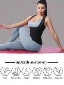 Faja reductora para mujer - Corsé de compresión con control abdominal, dispositivo de moldeado cronometrado, material de nailon transpirable, adecuado para fitness y entrenamiento - Negro - Ver 4
