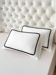 1pc 100% Polyester Pillowcase, Bohemian Style With Pom Pom Lace Trim, Without Pillow Insert, Decorative Bedding Accessory - White - View 6