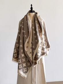 1pc Faux Cashmere Minimalist Elegant Star Pattern Jacquard Warm Scarf, Suitable For Women, Air-Conditioned Room, Autumn/Winter, Fashion, Versatile, Neck Warmer, Travel, Decorative Shawl, Gift For Dress