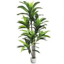 1Pc Brazilian Wood Silk Plant Artificial 4ft/5ft Faux House Plants Fake Yucca Palm Trees In Pot Realistic Dragon Tree For Living Room Home Office Decor Indoor - 彩色 - 查看 1