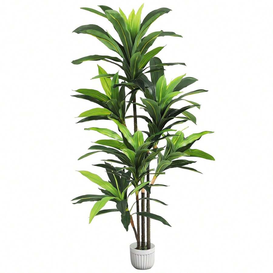 1Pc Brazilian Wood Silk Plant Artificial 4ft/5ft Faux House Plants Fake Yucca Palm Trees In Pot Realistic Dragon Tree For Living Room Home Office Decor Indoor - 彩色 - 查看 1