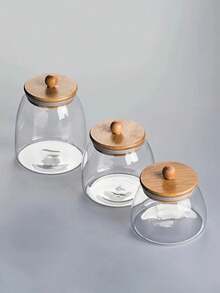 1個透明玻璃罐帶蓋,用於存放糖果、茶、堅果或禮物 - 無色 - 查看 8